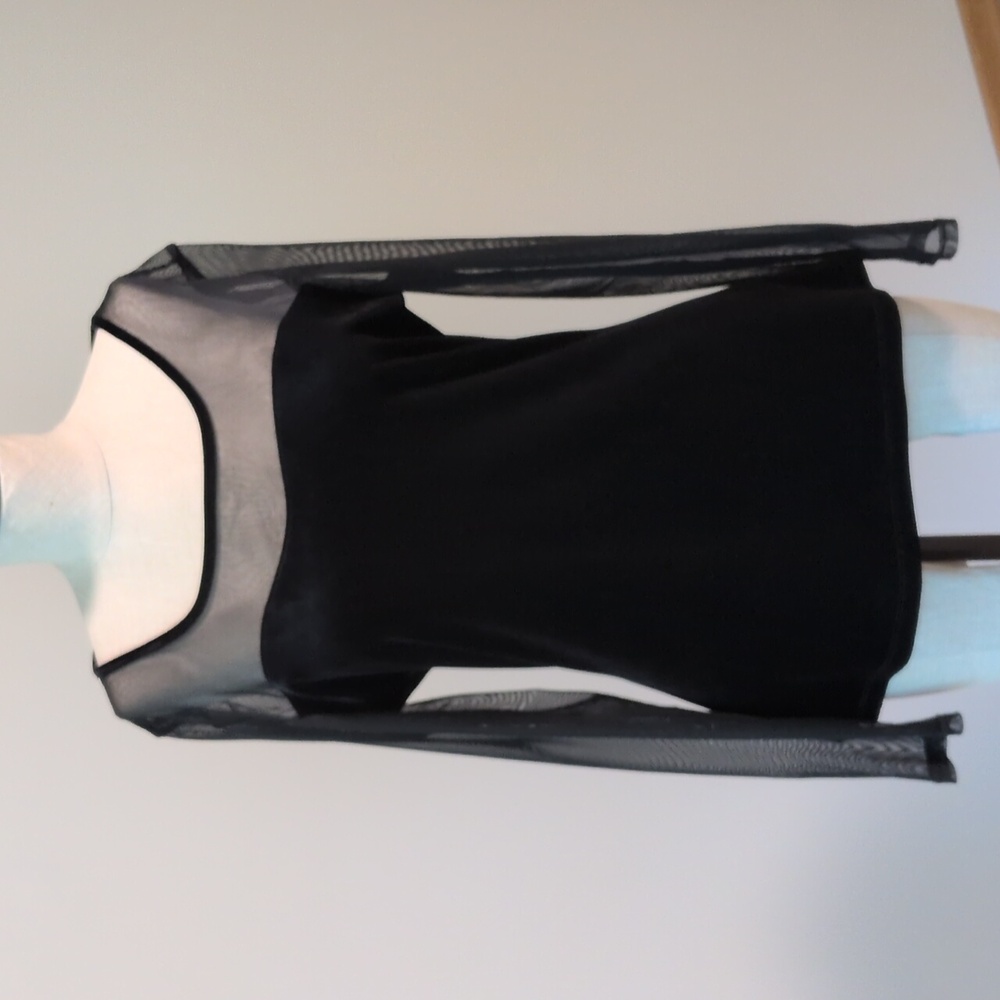 NWT Med Boston Proper Velvet Sweetheart Black Sheer Long Sleeve Top